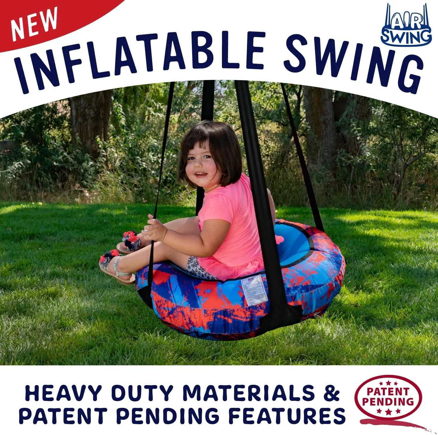- Adjustable 360 Rotation & Regular Modes - Blue/Red Durable 26?? AIR Swing Safe Round Outdoor Saucer Tree Swing for Toddlers & Kids - agree Ideal for Backyard, Indoor Playroom, Playset, or Treehouse 