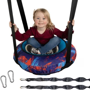 - Adjustable 360 Rotation & Regular Modes - Blue/Red Durable 26?? AIR Swing Safe Round Outdoor Saucer Tree Swing for Toddlers & Kids - agree Ideal for Backyard, Indoor Playroom, Playset, or Treehouse 