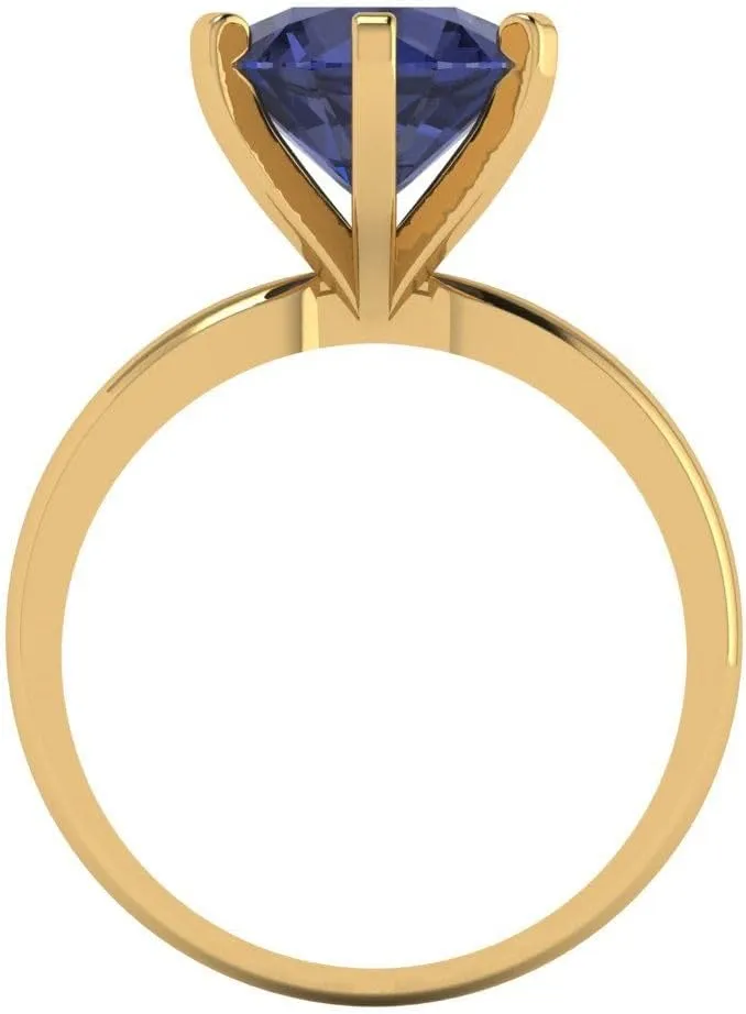 - Bridal Gift (Size) Clara Pucci 3 ct Simulated Blue Sapphire Engagement Ring - Round Cut Solitaire with Simulated Diamond Accents in Solid 18K Yellow Gold - Promise deform enrich inquire depot bald allocate Ring for Women 