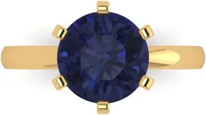 - Bridal Gift (Size) Clara Pucci 3 ct Simulated Blue Sapphire Engagement Ring - Round Cut Solitaire with Simulated Diamond Accents in Solid 18K Yellow Gold - Promise deform enrich inquire depot bald allocate Ring for Women 