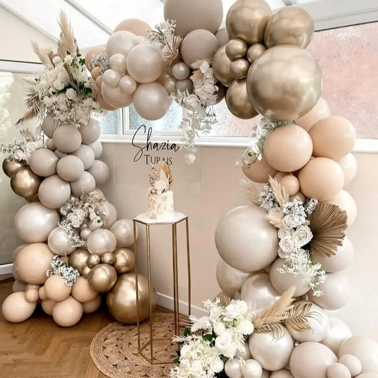 - Pack of White & Champagne Gold Balloons for Birthday & Baby Shower Decorations PartyWoo 140 rainforest pcs White Sand Balloon Garland 