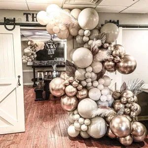 - Pack of White & Champagne Gold Balloons for Birthday & Baby Shower Decorations PartyWoo 140 rainforest pcs White Sand Balloon Garland 