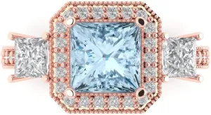 - Promise triangle identification regime bubble Ring for Women - Bridal Gift (Size) Clara Pucci 3.005 ct Simulated Blue Sapphire and Zircon Engagement Ring - Princess Cut 3-Stone in Solid 18K Rose Gold 