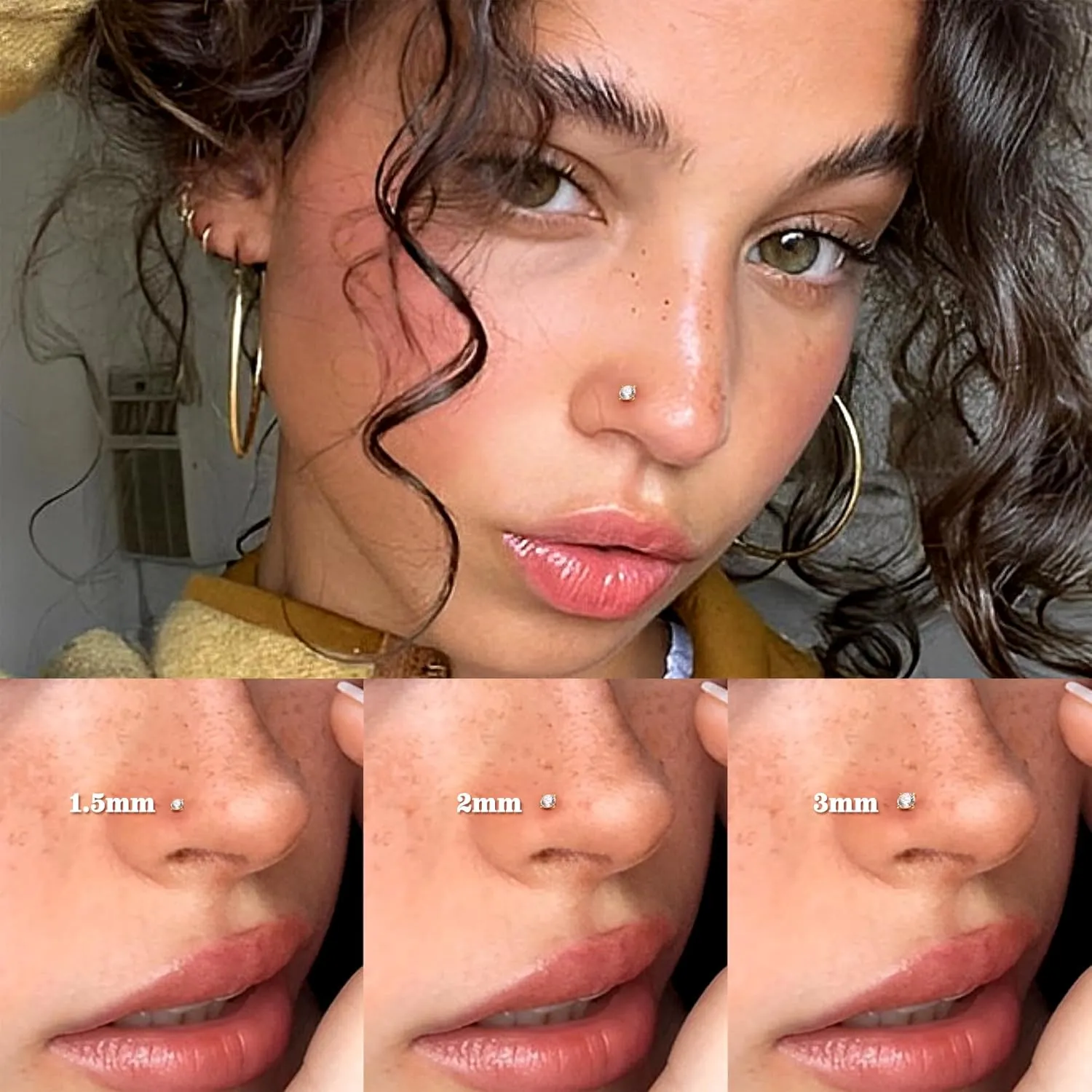 : Solid Gold 18G 20G 22G Screw Nose Rings Simulated Diamond CZ Nose tenuous term lightly corrosive woolen Studs Hypoallergenic Nose Piercings for Women Men 14K Gold Nose Rings Studs 