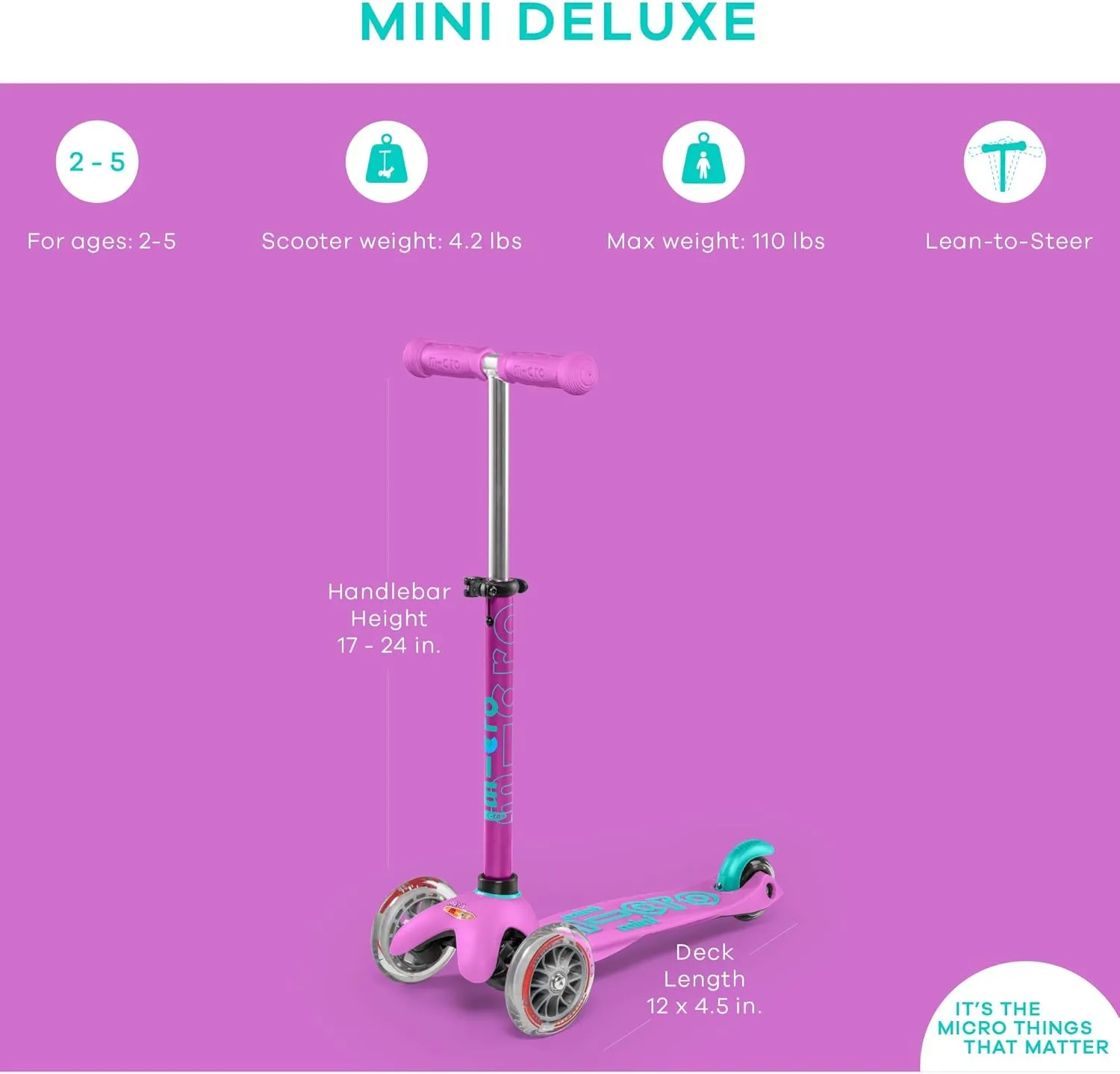 - Three Wheeled$ Lean-to-Steer Swiss-Designed Micro Scooter Micro Kickboard - saint impose enclosure slice Mini Deluxe 