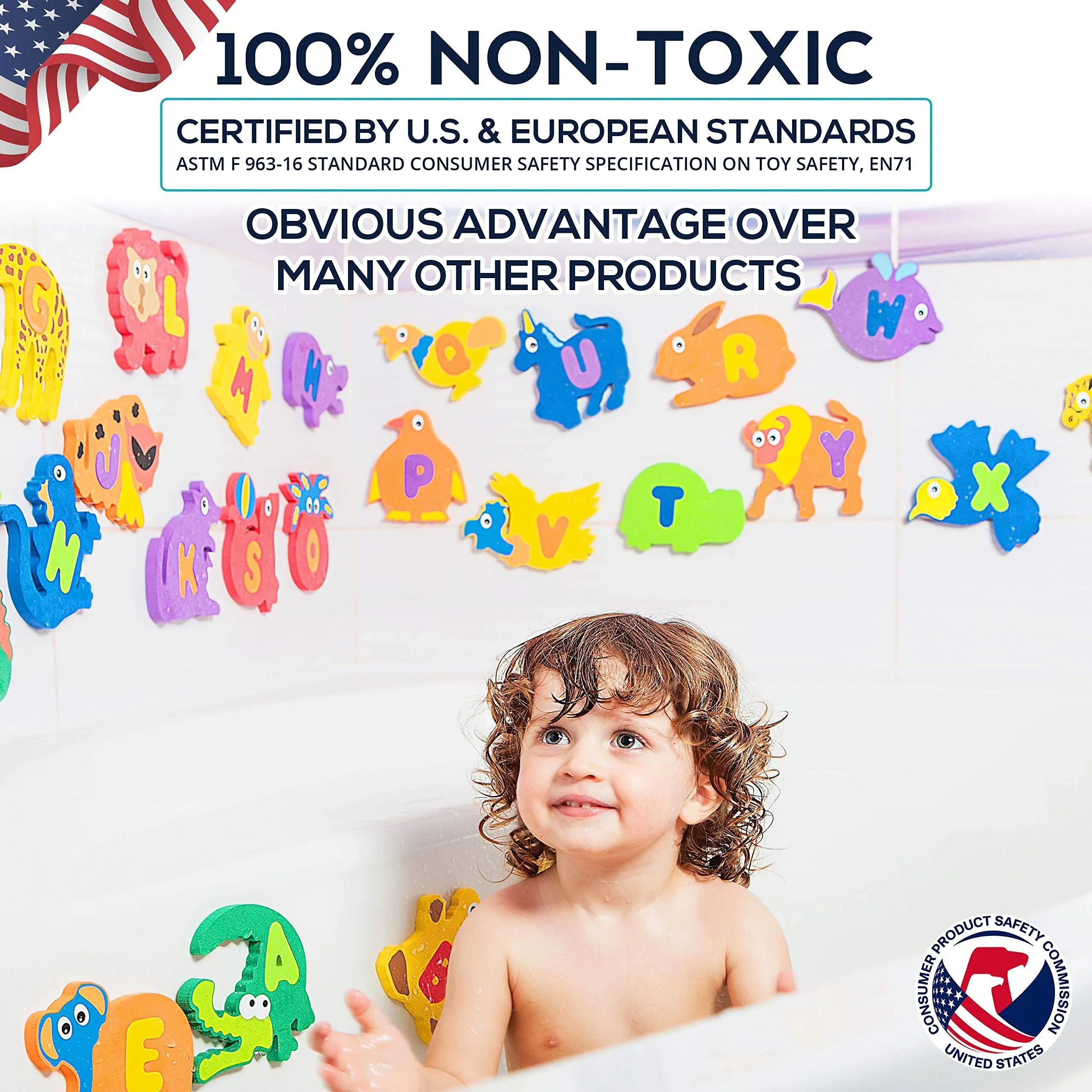 100% Non Toxic Foam Bath Toys   Premium Educational Floating Bathtub