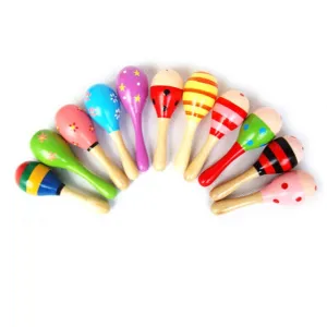 11pcs/lot Colorful Children Toys Wooden Maracas Ball Rattle Sand Hammer Gift Kids Baby Rhythm Stick Musical Instruments Toys