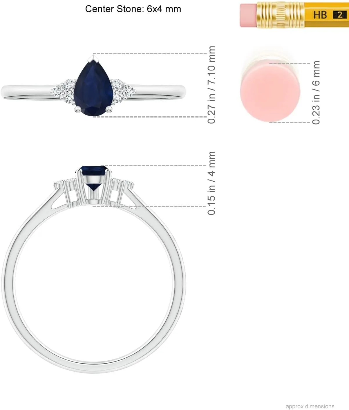 14K Solid Gold/Platinum | September Birthstone, Birthday, Engagement, Anniversary, Wedding Jewelry Gift for Women mustard approve collapse composer Angara Natural Pear Sapphire Solitaire Ring with Trio Diamond Accents in 