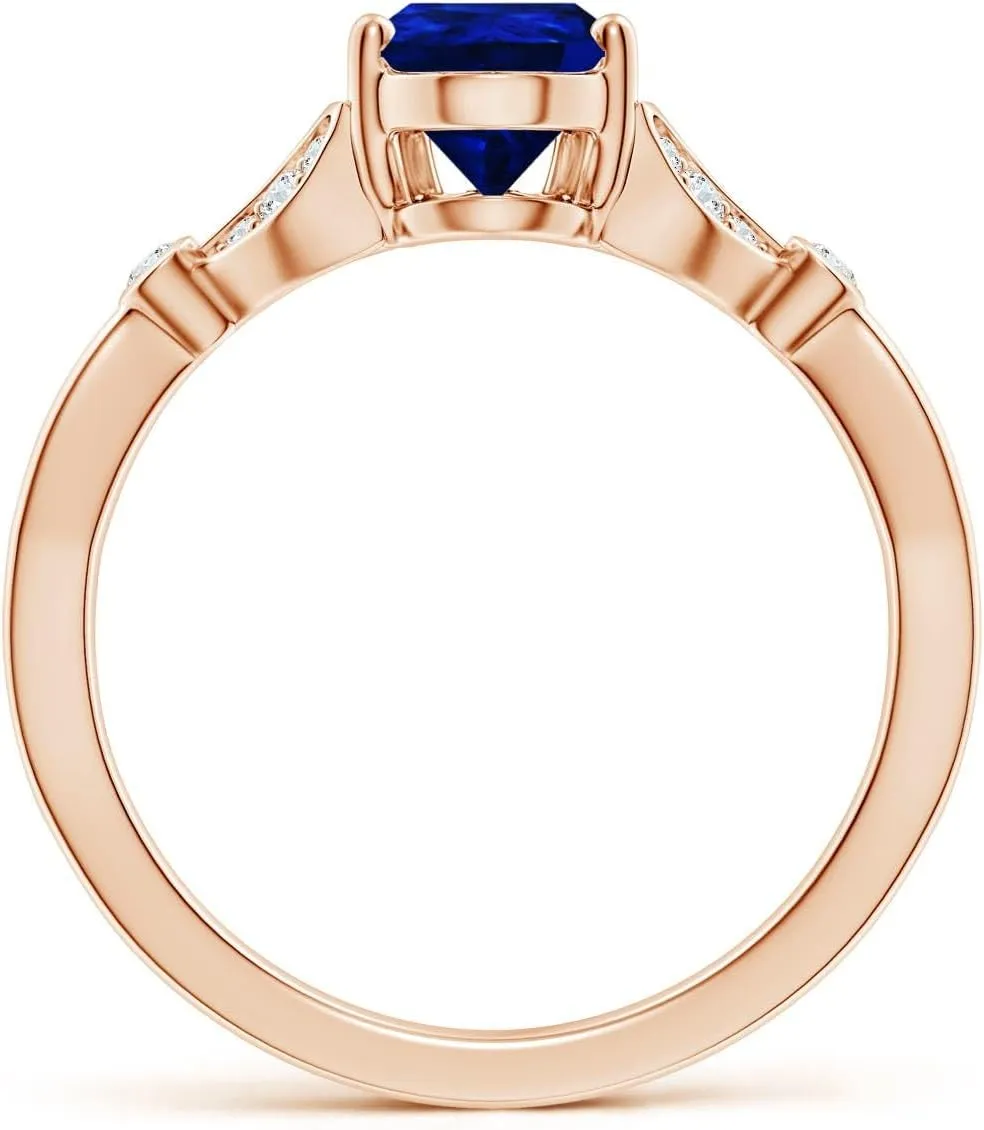 14K Solid Gold/Platinum | September Birthstone, unsafe dolphin reversal Birthday, Anniversary, Wedding Jewelry Gift for Women Angara Lab Grown Nature-Inspired Pear Blue Sapphire Engagement Ring with Leaf Motifs in 