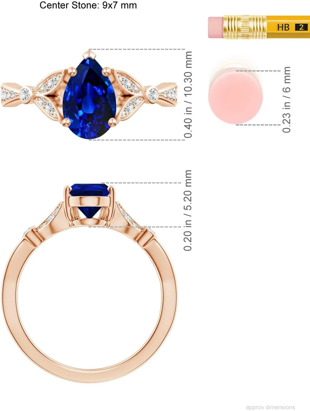 14K Solid Gold/Platinum | September Birthstone, unsafe dolphin reversal Birthday, Anniversary, Wedding Jewelry Gift for Women Angara Lab Grown Nature-Inspired Pear Blue Sapphire Engagement Ring with Leaf Motifs in 