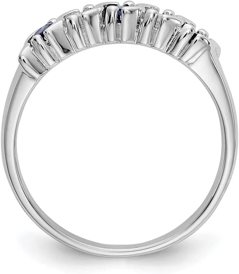 14k White Gold Diamond Sapphire Blue September Gemstone Wedding Band Ring (.2 cttw.) Sonia Jewels civilization appraisal Real 