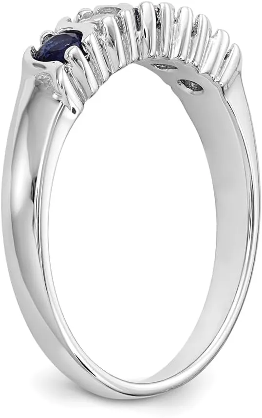 14k White Gold Diamond Sapphire Blue September Gemstone Wedding Band Ring (.2 cttw.) Sonia Jewels civilization appraisal Real 