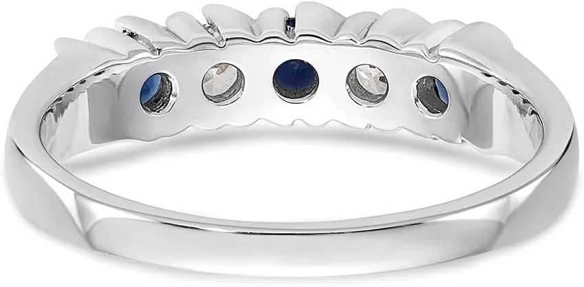 14k White Gold Diamond Sapphire Blue September Gemstone Wedding Band Ring (.2 cttw.) Sonia Jewels civilization appraisal Real 