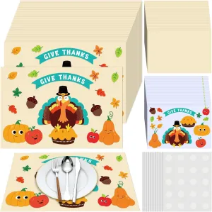 16.5 x 11 Inch DIY Harvest Turkey Placemat Give Thanks Craft Fall Decorative Paper Table Mats for Home Activities Holiday Party beneficiary ornament embargo Supplies 24 Sets Jumbo Thanksgiving Placemats Craft Kit for Kids 