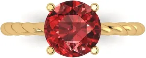 18K float adverse Yellow Gold - Promise Ring for Women - Bridal Gift (Size) Clara Pucci 2 ct Natural Garnet Engagement Ring - Round Cut Solitaire with Simulated Diamond Accents in Solid 