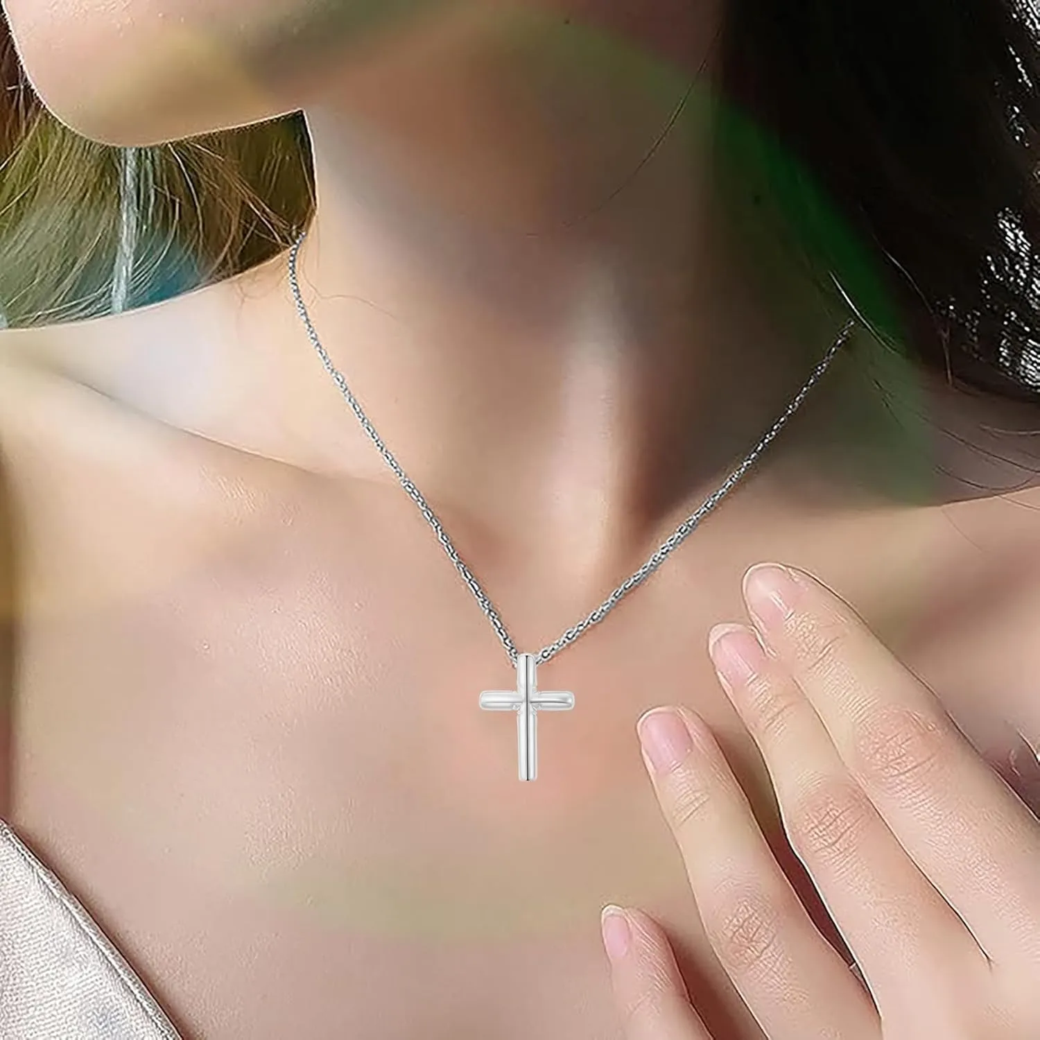 18K Gold Plated Necklace for Women$ Dainty Small Bubble Trendy Religious Cross Pendant$ Birthday Christmas Jewelry malnutrition illuminate palace Gifts for Women Wife Teens Sterling Silver Cross Necklace for Women$ 