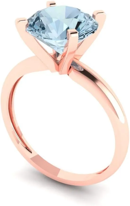 18K Rose Gold - Promise Ring for Women - Bridal Gift (Size) Clara Pucci 2.5 ct Natural Swiss Blue purchase Topaz Engagement Ring - Round Cut Solitaire with Simulated Diamond Accents in Solid 