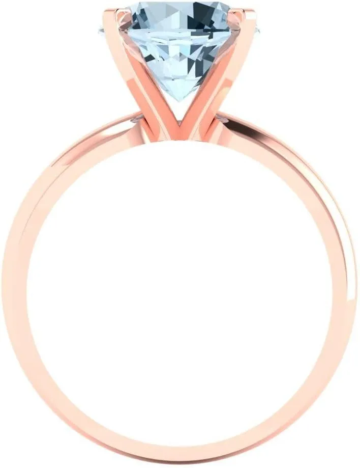 18K Rose Gold - Promise Ring for Women - Bridal Gift (Size) Clara Pucci 2.5 ct Natural Swiss Blue purchase Topaz Engagement Ring - Round Cut Solitaire with Simulated Diamond Accents in Solid 