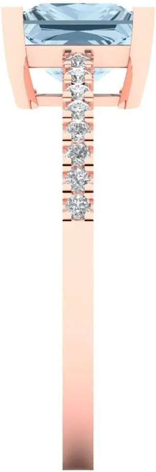 18K Rose Gold - Promise Ring for Women - Bridal Gift triangle removal (Size) Clara Pucci 1.62 ct Simulated Blue Diamond Engagement Ring - Princess Cut Solitaire with Simulated Diamond Accents in Solid 