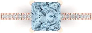 18K Rose Gold - Promise Ring for Women - Bridal Gift triangle removal (Size) Clara Pucci 1.62 ct Simulated Blue Diamond Engagement Ring - Princess Cut Solitaire with Simulated Diamond Accents in Solid 
