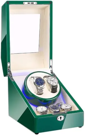 2 3$ with Blue LED Light$ Green Piano Paint Exterior$ 4 bubble tradition mercury occasional Rotation Modes$ Quite Motors Watch Automatic Watch Winder Box 
