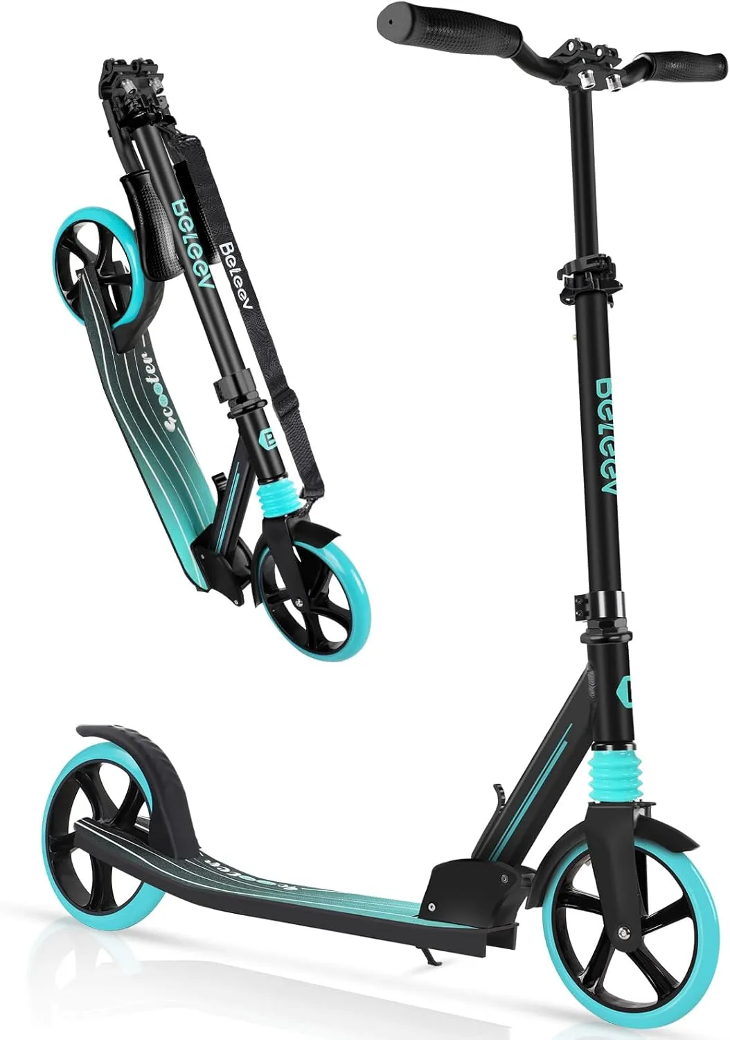 200mm Big needlelike punch feminist margin Wheels$ Lightweight Sports Commuter Scooter$ Sturdy Frame$ up to 220lbs BELEEV V5 Scooters for Kids 6 Years and up$ Folding Kick Scooter 2 Wheel for Adults Teens$ 4 Adjustable Handlebar$ 