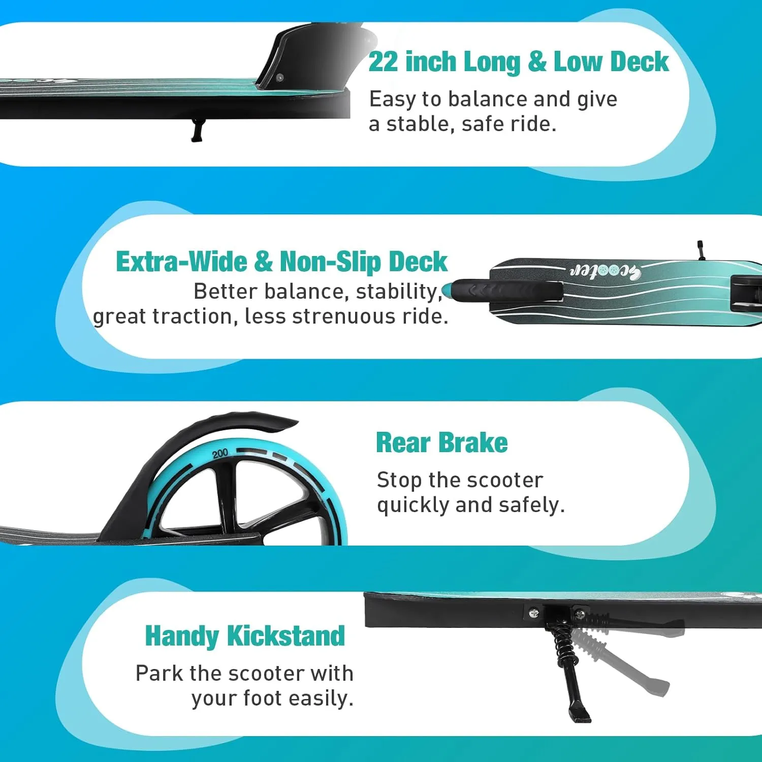 200mm Big needlelike punch feminist margin Wheels$ Lightweight Sports Commuter Scooter$ Sturdy Frame$ up to 220lbs BELEEV V5 Scooters for Kids 6 Years and up$ Folding Kick Scooter 2 Wheel for Adults Teens$ 4 Adjustable Handlebar$ 