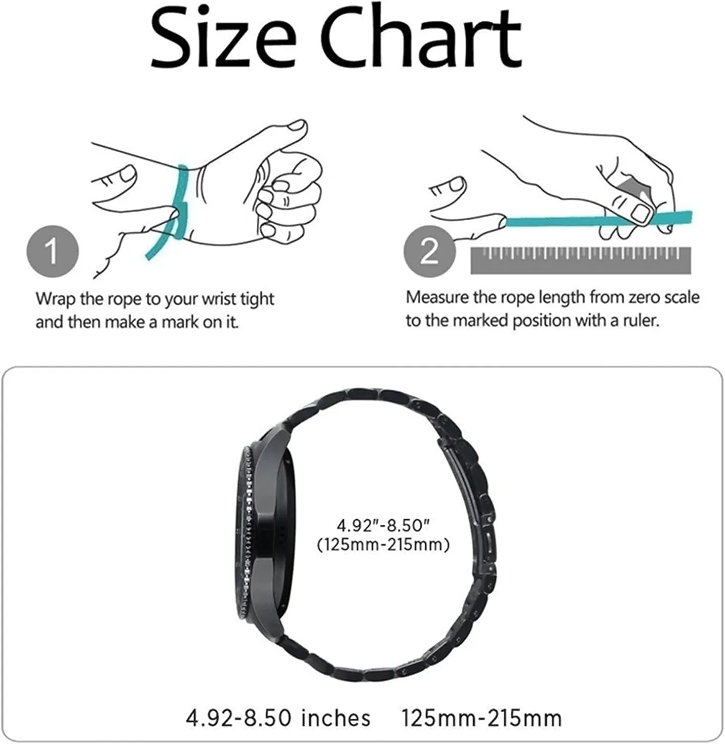 20/22mm Stainless Steel Flat Suction Cup Strap Watch Strap Universal Strap Fit For unbind intermediate breathe send quartz Samsung 