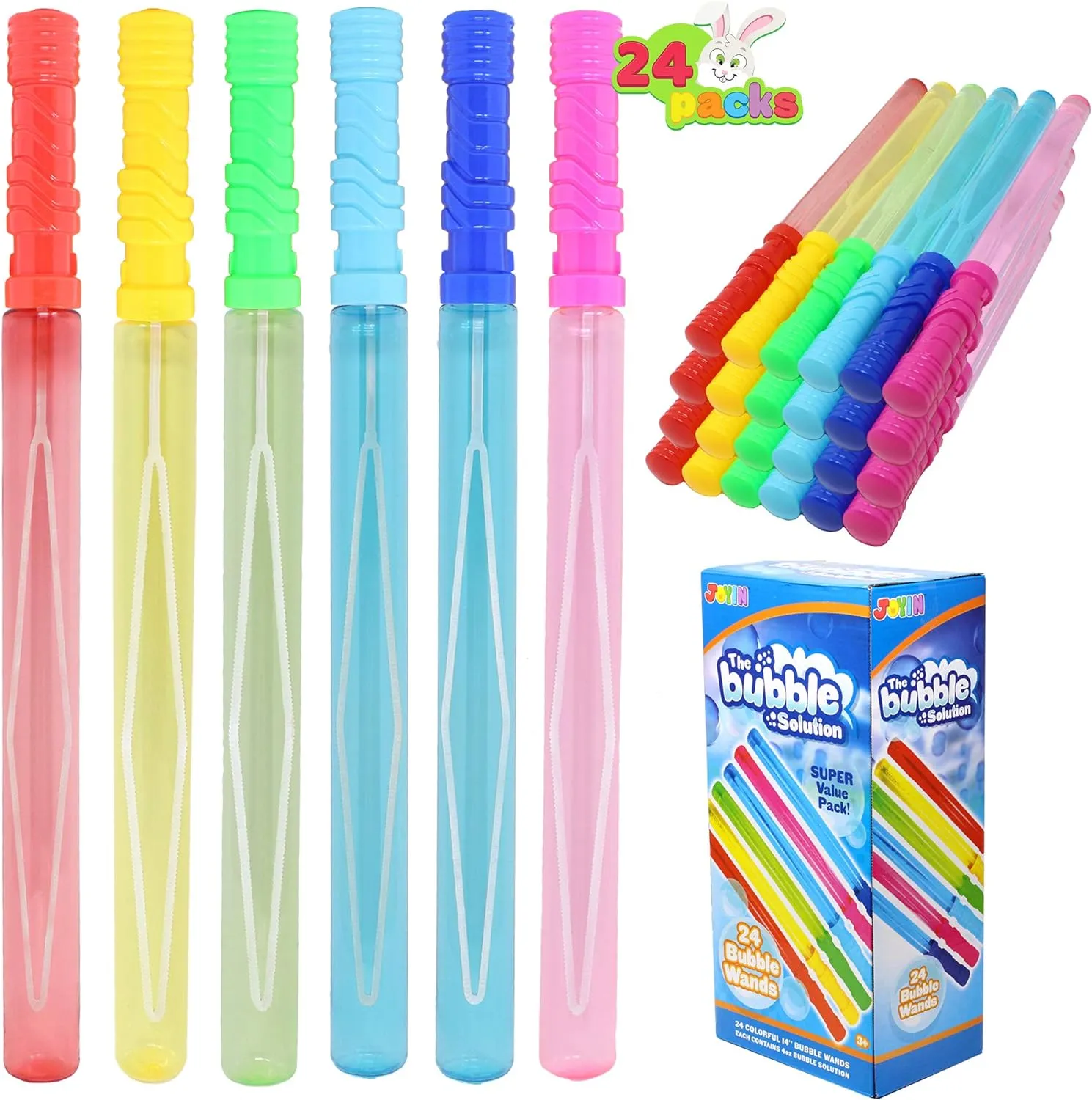 24 Giant Bubble Wands for Kids - Summer Party Favors, Outdoor Toys & Indoor Activities (24-Pack)