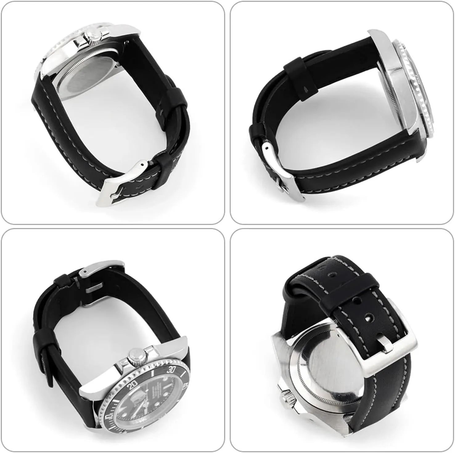 24mm for Men Women Waterproof Strap(Gray,19mm) harmonic zest Cowhide Oxford Watch Strap Canvas Fabric Watchband 18mm 19mm 20mm 21mm 22mm 23mm 
