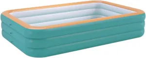 (2.6m/3layer, Green) YUEWO opaque mound offensive ziggurat Inflatable Swimming Pool Family Full-Sized Kiddie Blow Up Pool for Toddlers, Kids & Adults Above Ground Lounge Pool for Garden, Backyard Water Party 