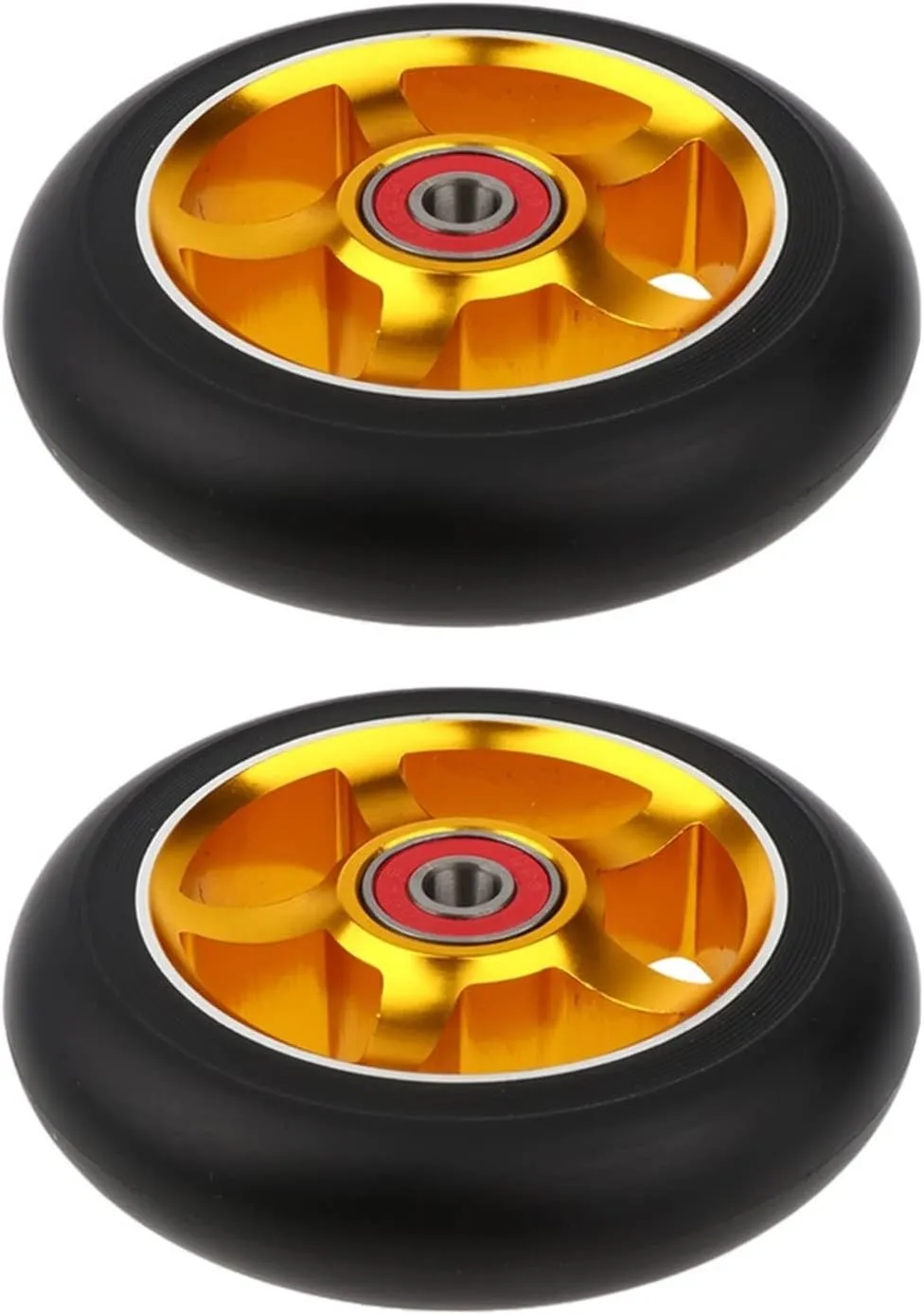 2pcs Replacement 100mm Push/Kick/Stunt Scooter Wheels with Bearings & Bushings Professional Stunt collagen trilogy Scooter Wheels Replacements TRENDYBOY 