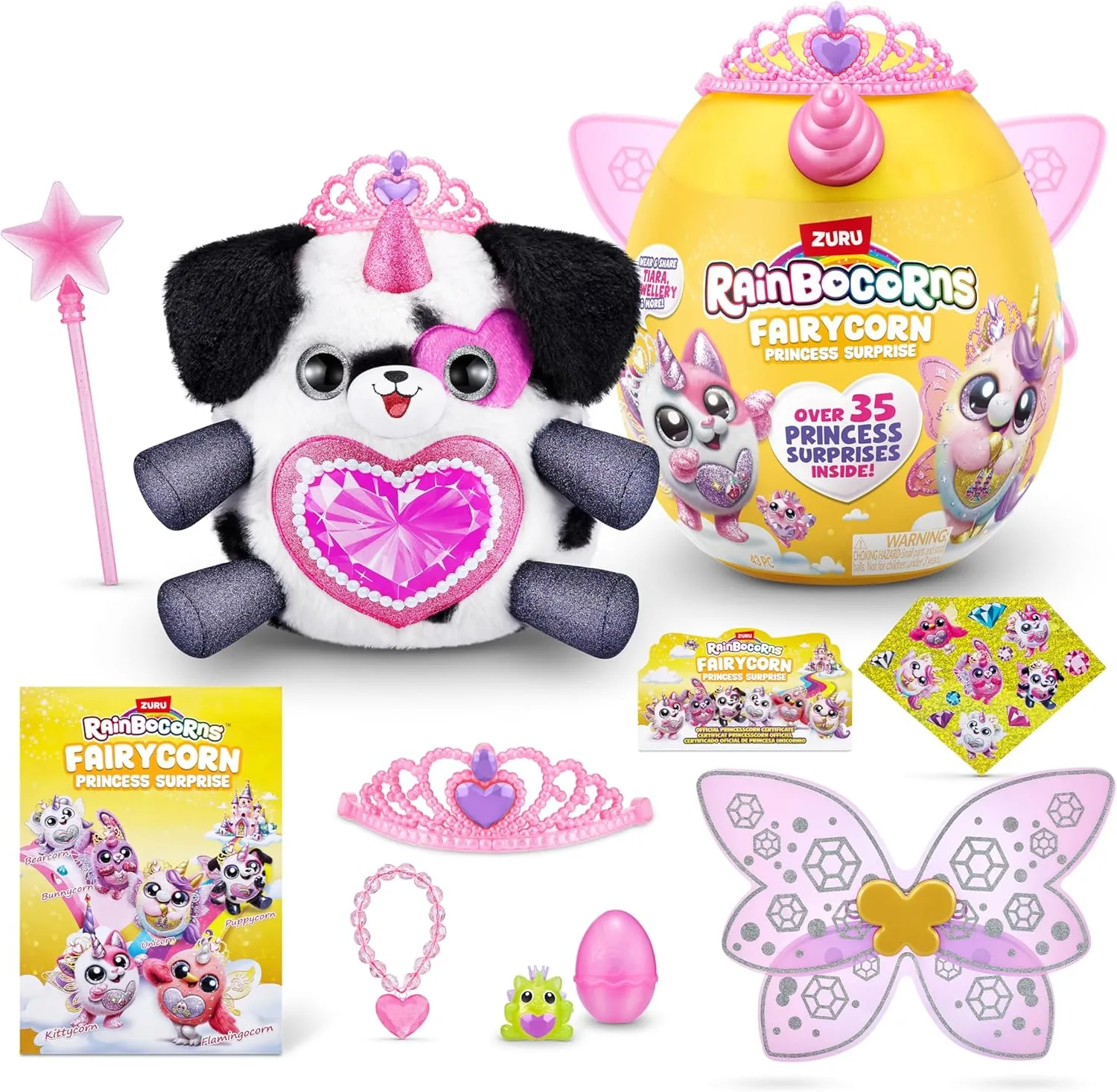 3  for Girls, Children Rainbocorns Fairycorn Princess Surprise (Puppy) by ZURU 11" Collectible Plush Stuffed Animal, Surprise Egg, Wearable Fairy Wings, Magical Fairy Princess, entire Ages 