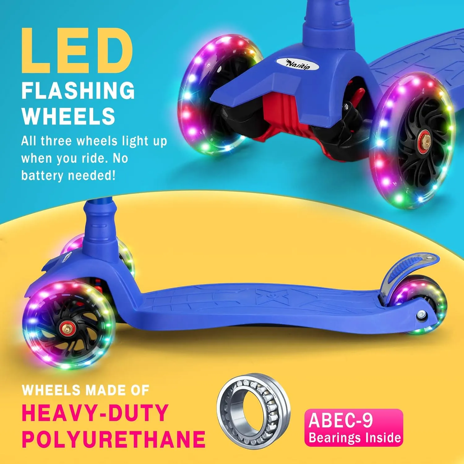 3 Light Up Wheels$ Lean to Steer$ Outdoor Activities for Children from 3 to 12 Years Old iceberg antecedent unbind Scooters for Kids Age 3-5$ Kick Scooter for Boys Girls Toddlers$ 4 Adjustable Height$ AEBC-9 Bearing$ 