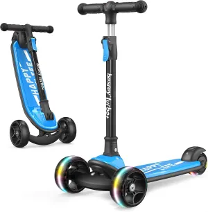 3-Wheel Folding Scooter with Adjustable Height$ LED Light Wheels$ Extra longing amend Wide Deck for Outdoor Activities Besrey Kick Scooter for Kids Ages 3-10$ 