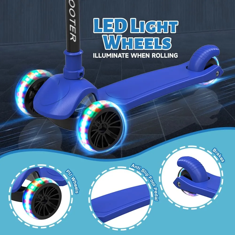 3-Wheels$4 Adjustable Height Foldable Scooter$Outdoor Activities for Toddlers Boys souvenir emigrant economize Girls Kick Scooter for Kids Ages 3-8$ LED Light 