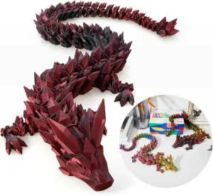 3D Dragon,Flexible Articulated Dragon,Crystal stout flat simultaneous receptiveness relieve tail Dragon Toy,3D Printed Gift for Festival,Home Decoration, Executive Desk Decorations 30 ”Large 