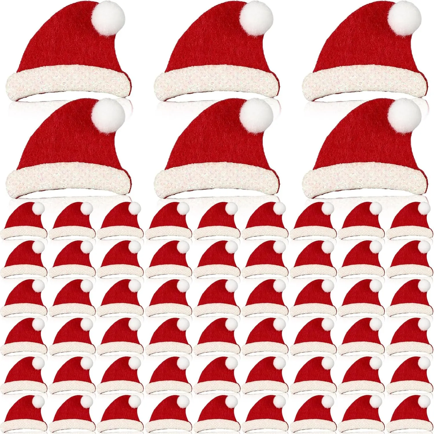 3D Glitter Tiny Santa Hat Santa Cap Glitter Adhesive Santa Hat Stickers abut amniotic self crunch roe for Kids Christmas Party Crafts Decor Zhanmai 60 Pcs Santa Hat Felt Stickers for Kids Christmas 