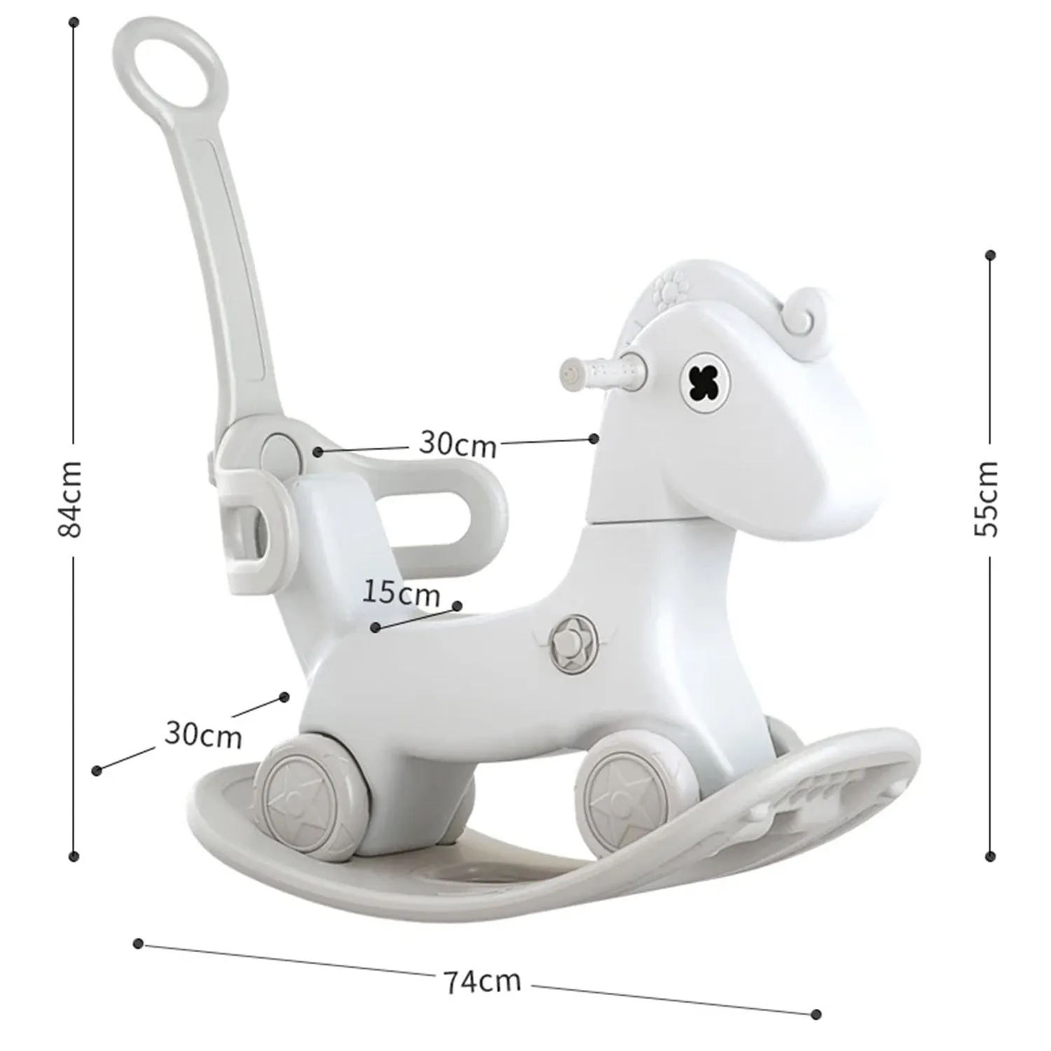 4-in-1 Rocking Horse & Ride On Push Car | Balance Board | Push Handle