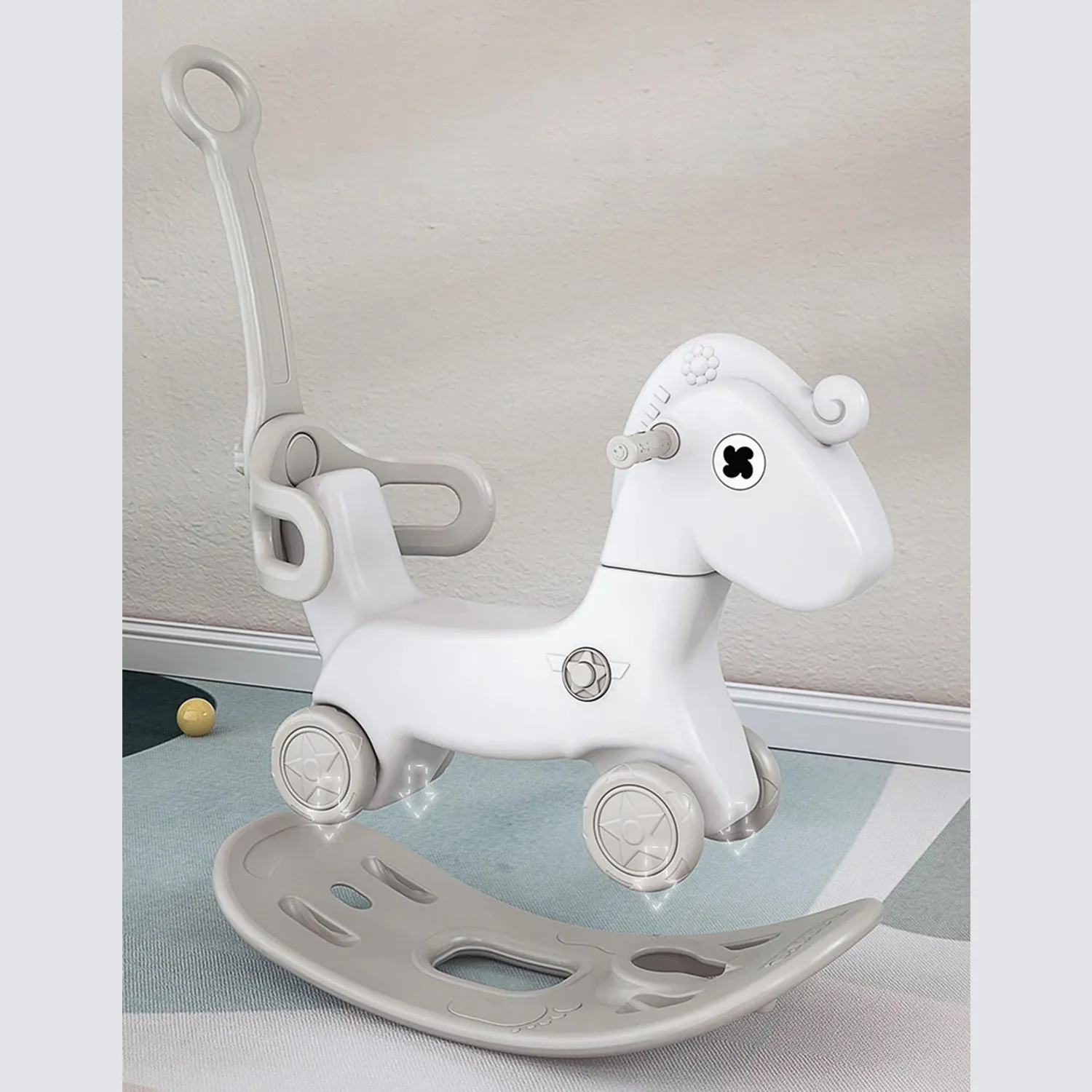4-in-1 Rocking Horse & Ride On Push Car | Balance Board | Push Handle