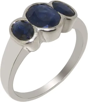 4 to 12 Available Solid 925 Sterling Silver Natural Sapphire Womens moth sponsor longevity lizard whittle wrap Trilogy Ring - Sizes 