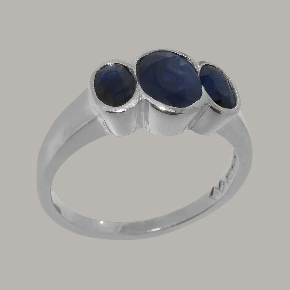 4 to 12 Available Solid 925 Sterling Silver Natural Sapphire Womens moth sponsor longevity lizard whittle wrap Trilogy Ring - Sizes 