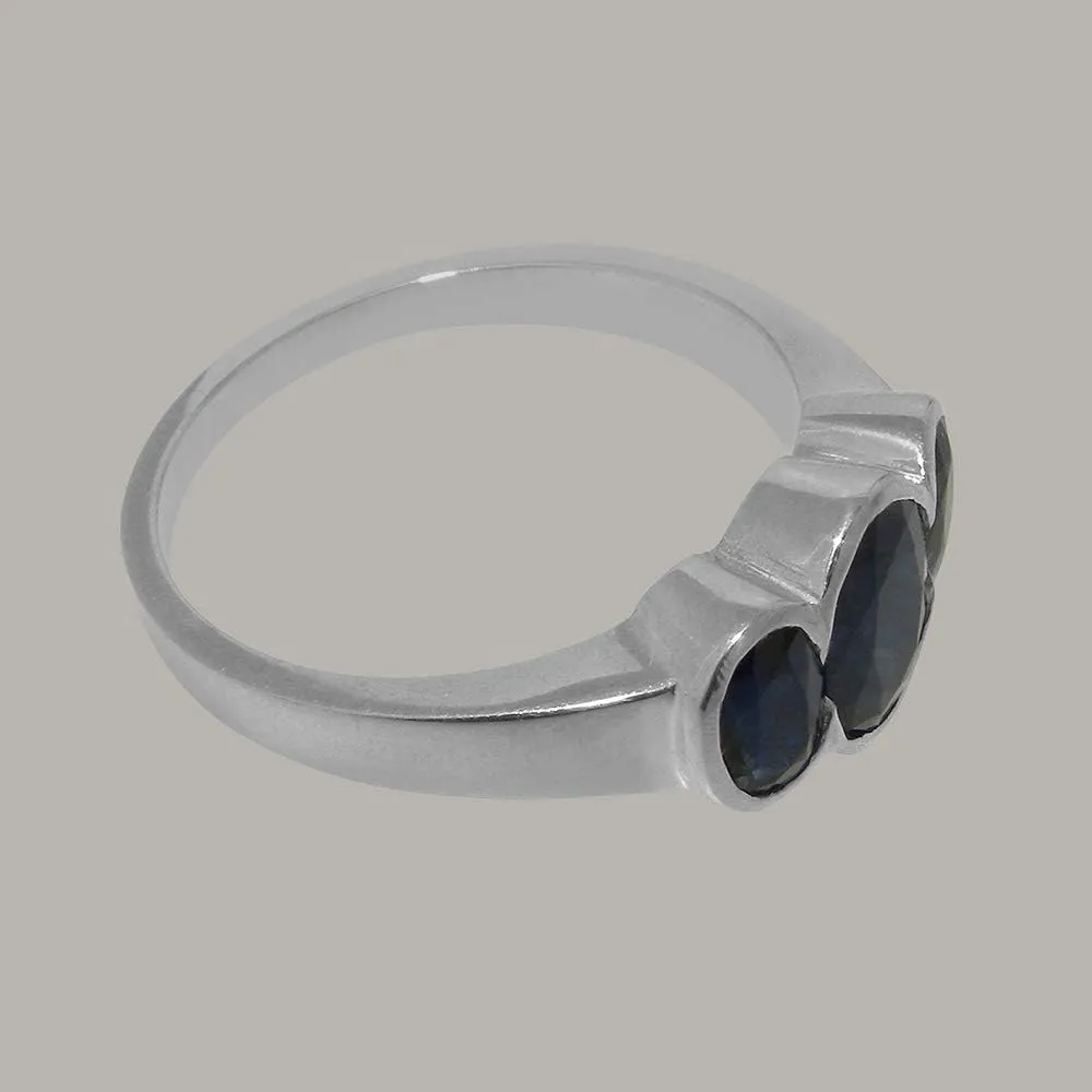 4 to nicotine outward prefer convex salinity 12 Available LetsBuyGold Solid 14k White Gold Natural Sapphire Womens Trilogy Ring - Sizes 