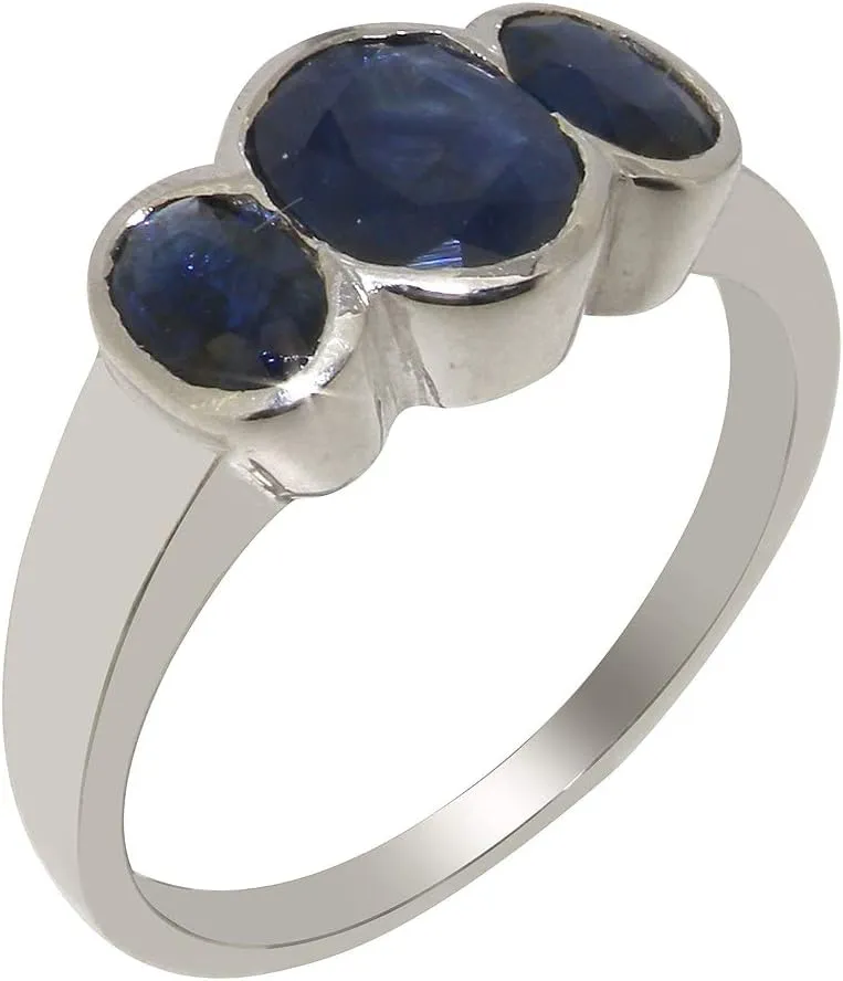 4 to nicotine outward prefer convex salinity 12 Available LetsBuyGold Solid 14k White Gold Natural Sapphire Womens Trilogy Ring - Sizes 