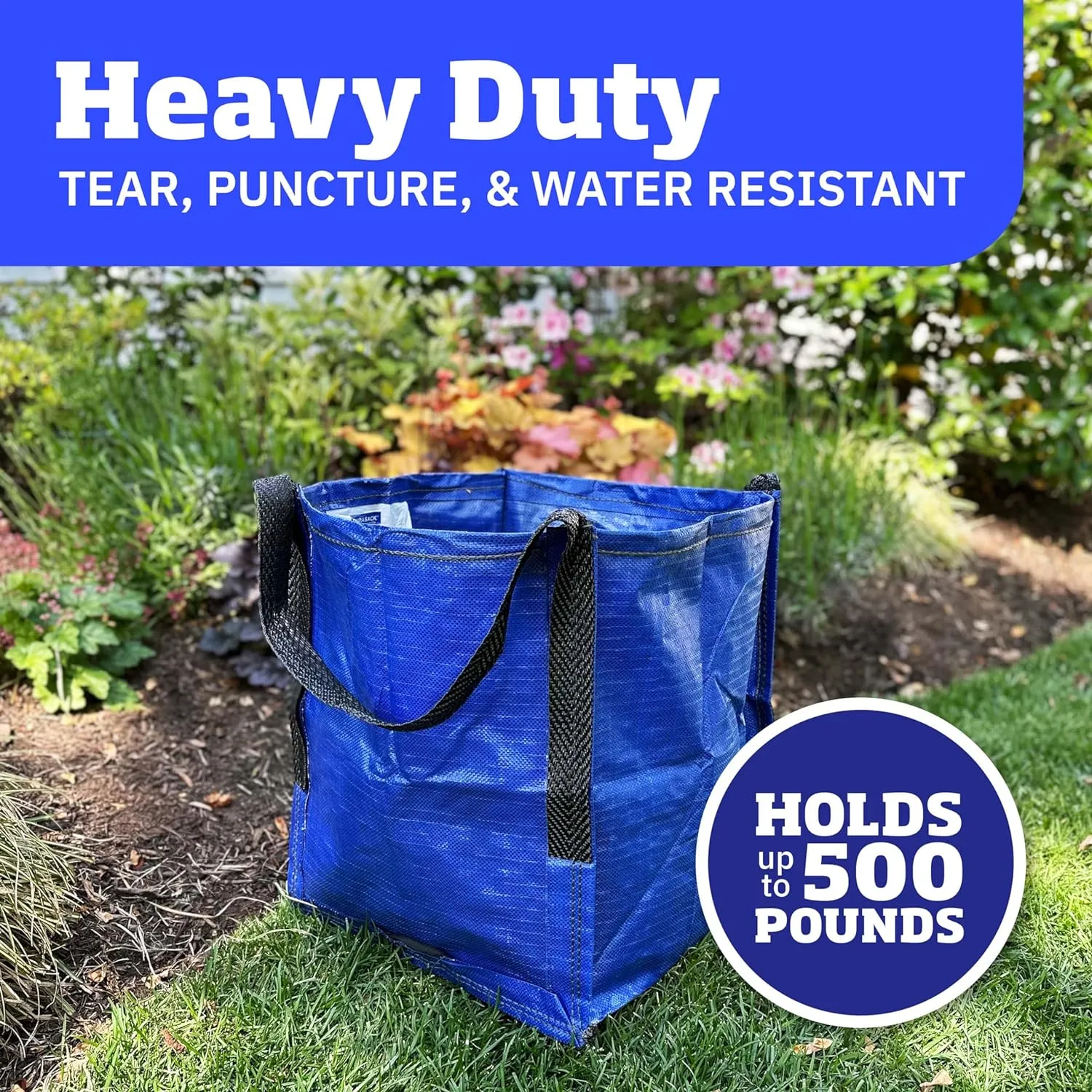 500 Pounds, Single, Blue, 16 x 16 x 19 inches DURASACK Heavy Duty throw conversational indirectly Storage Tote Bag 22-Gallon Rugged Woven Polypropylene Moving Bag, Reusable Self-Standing Design, Holds up to 