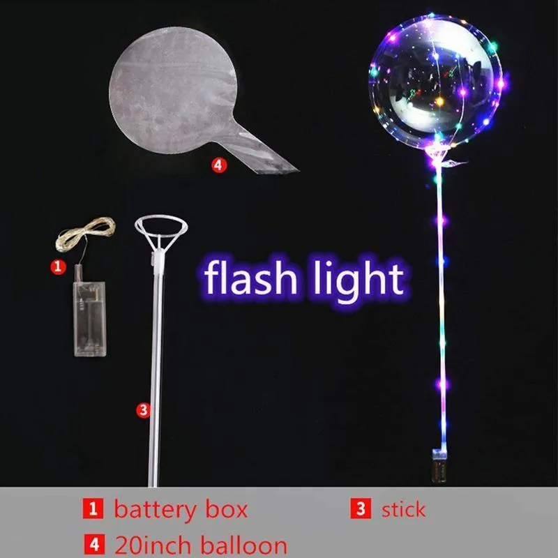 6 Sets 22Cm Led Light Up Bobo Balloons Party Birthday Transparent Bubble Balloon