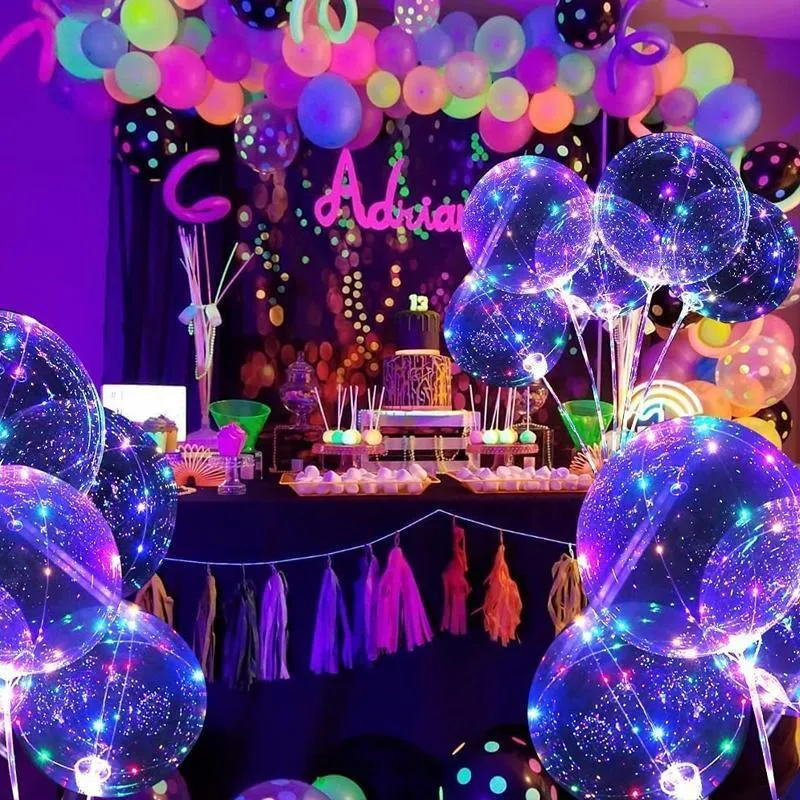 6 Sets 22Cm Led Light Up Bobo Balloons Party Birthday Transparent Bubble Balloon