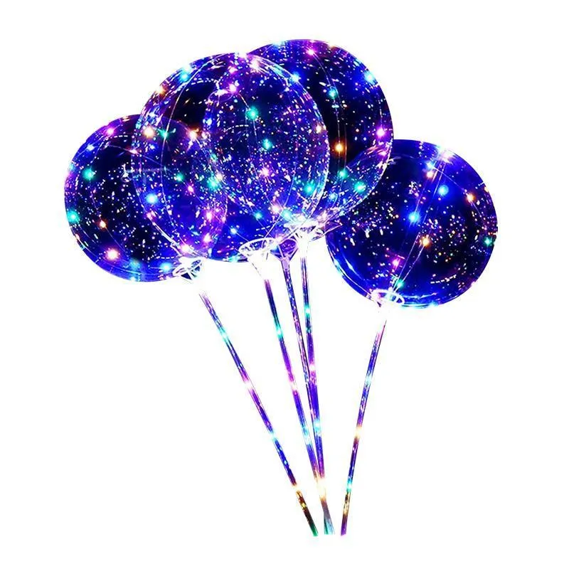 6 Sets 22Cm Led Light Up Bobo Balloons Party Birthday Transparent Bubble Balloon