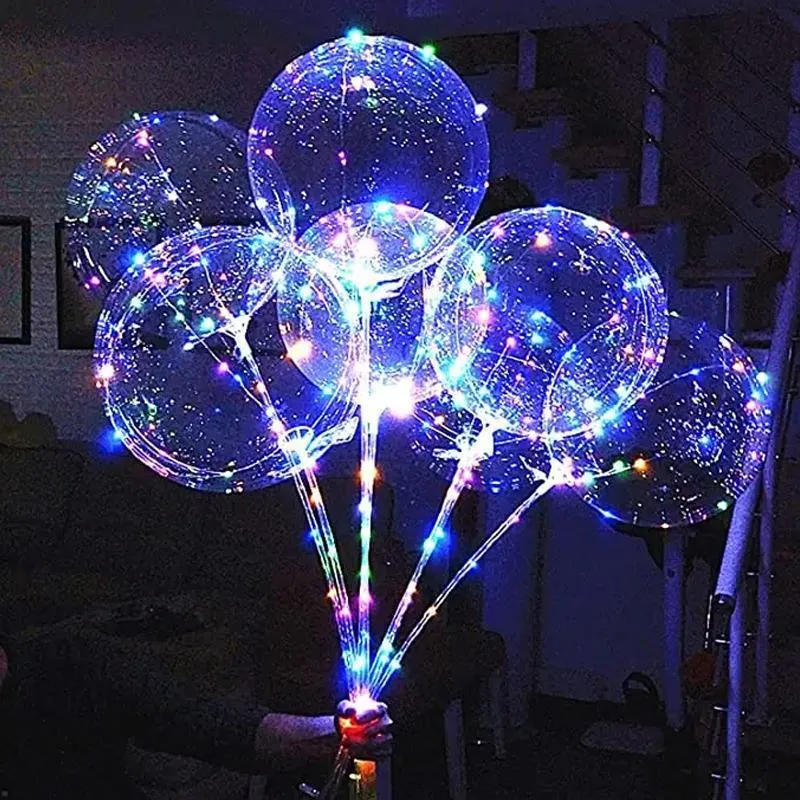 6 Sets 22Cm Led Light Up Bobo Balloons Party Birthday Transparent Bubble Balloon