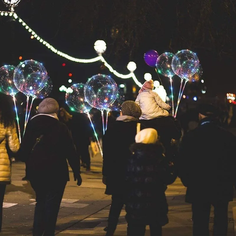 6 Sets 22Cm Led Light Up Bobo Balloons Party Birthday Transparent Bubble Balloon